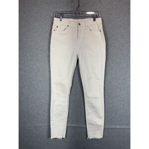 7‎ For All Mankind Jeans Womens 28 White Skinny Raw Hem Stretch High Rise Pants